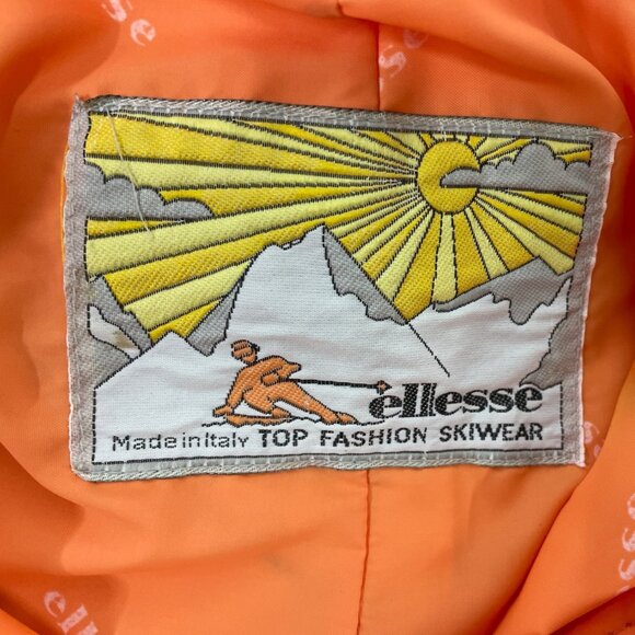 Vintage 90s Ellesse Women's Orange Windbreaker Ski Jacket w Zip & Snap Sz S - Picture 7 of 9